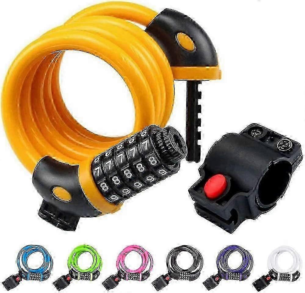 High Security 5 Digit Bicycle Combination Lock (Black) - 4ft Wire Lock