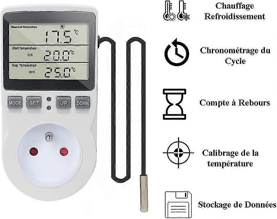 Thermosta Socket, Digital Temperature Controller, 220v Heating Cooling With Probe, Lcd Temperature Controller Socket