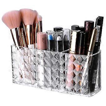 Makeup Brush Holder, 3 Slots Clear Acrylic Cosmetic Makeup Organiser