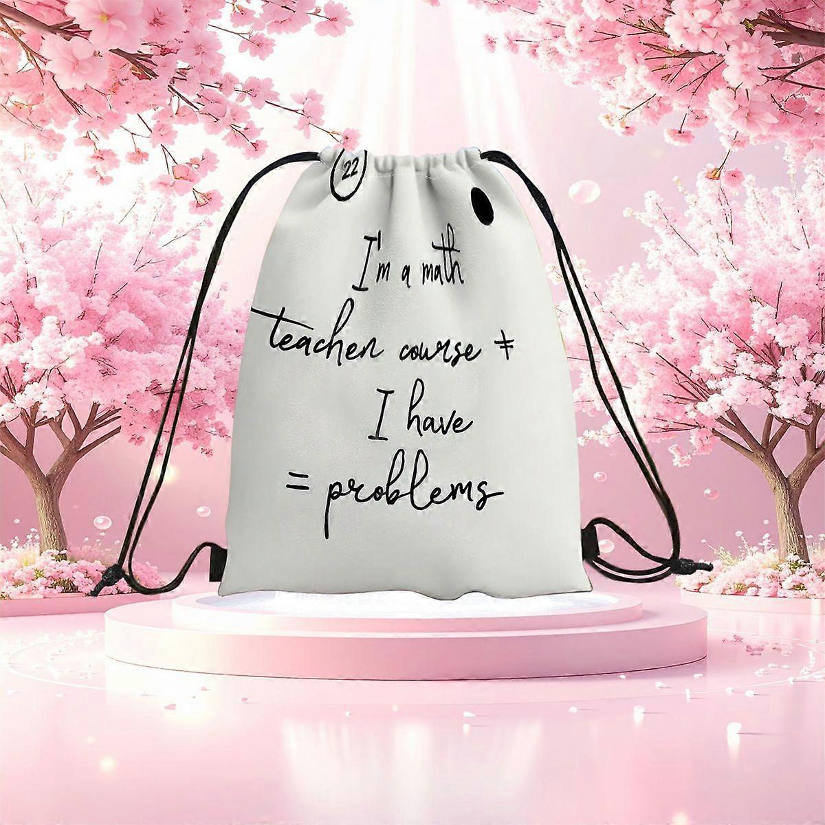 2D Flat Drawstring Bag, Math Teacher Homework Drawstring Backpack - Large Capacity Foldable Bag, Durable Fabric, School -Cqazw