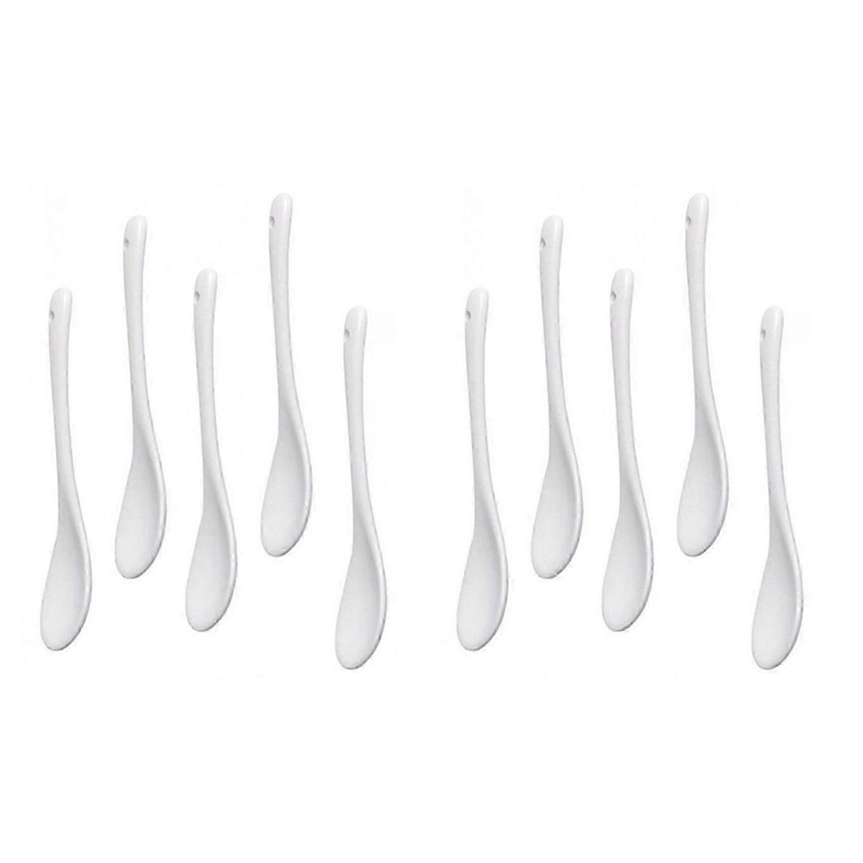 10x Ceramic Spoon Teaspoon Spoon Jam Honey