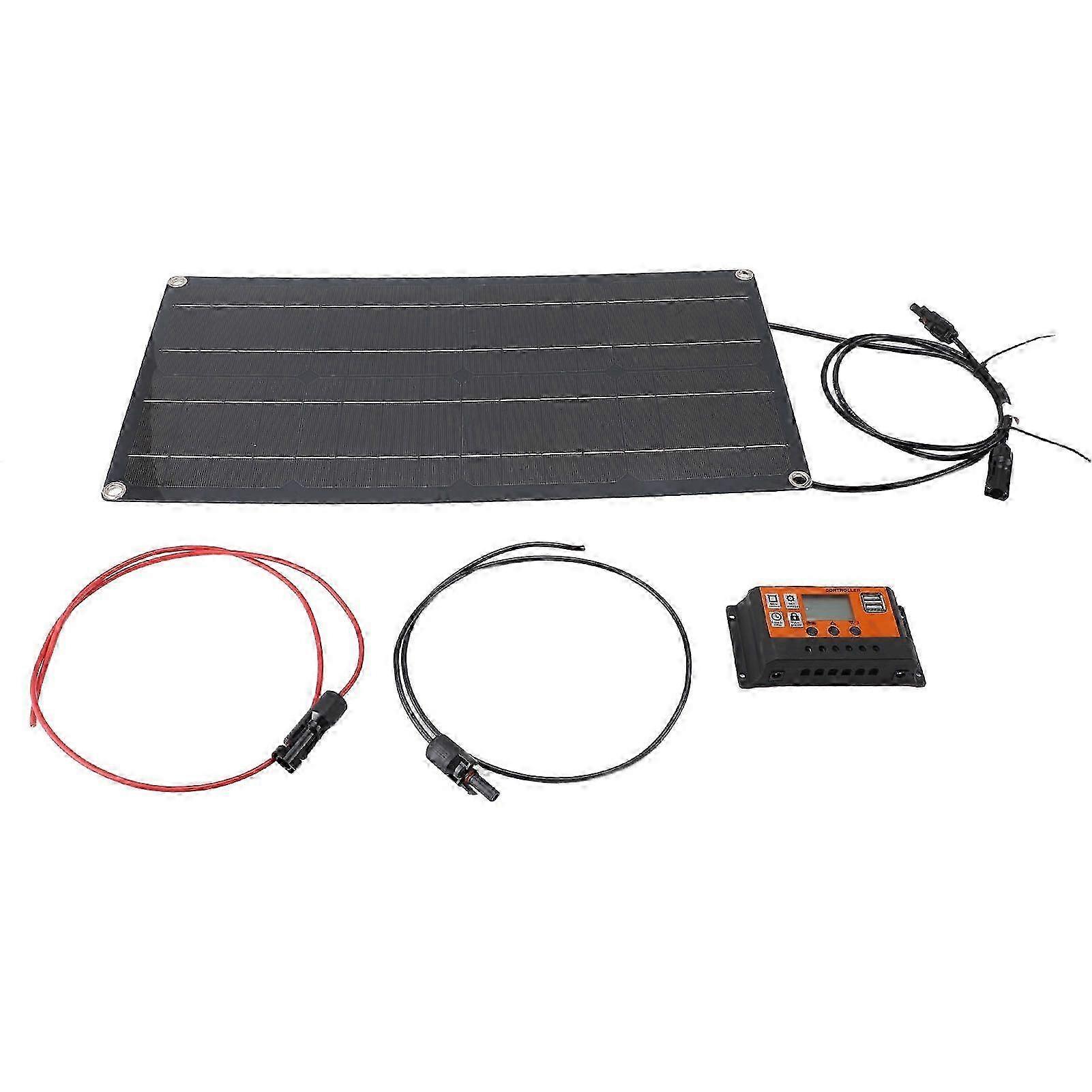 Solar Panel Controller Kit Professional Efficient 100W Monocrystalline Solar Panel with MPPT Controller compatible with Caravan Camping Outdoor