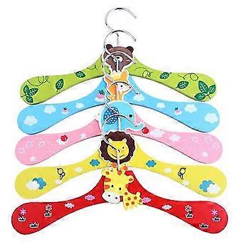 5 Stück Kleiderbügel aus Holz mit Hunde- und Katzenmotiven, Cartoon-Motive, kleine Kleiderbügel (Farbe zufällig), Neu 2026