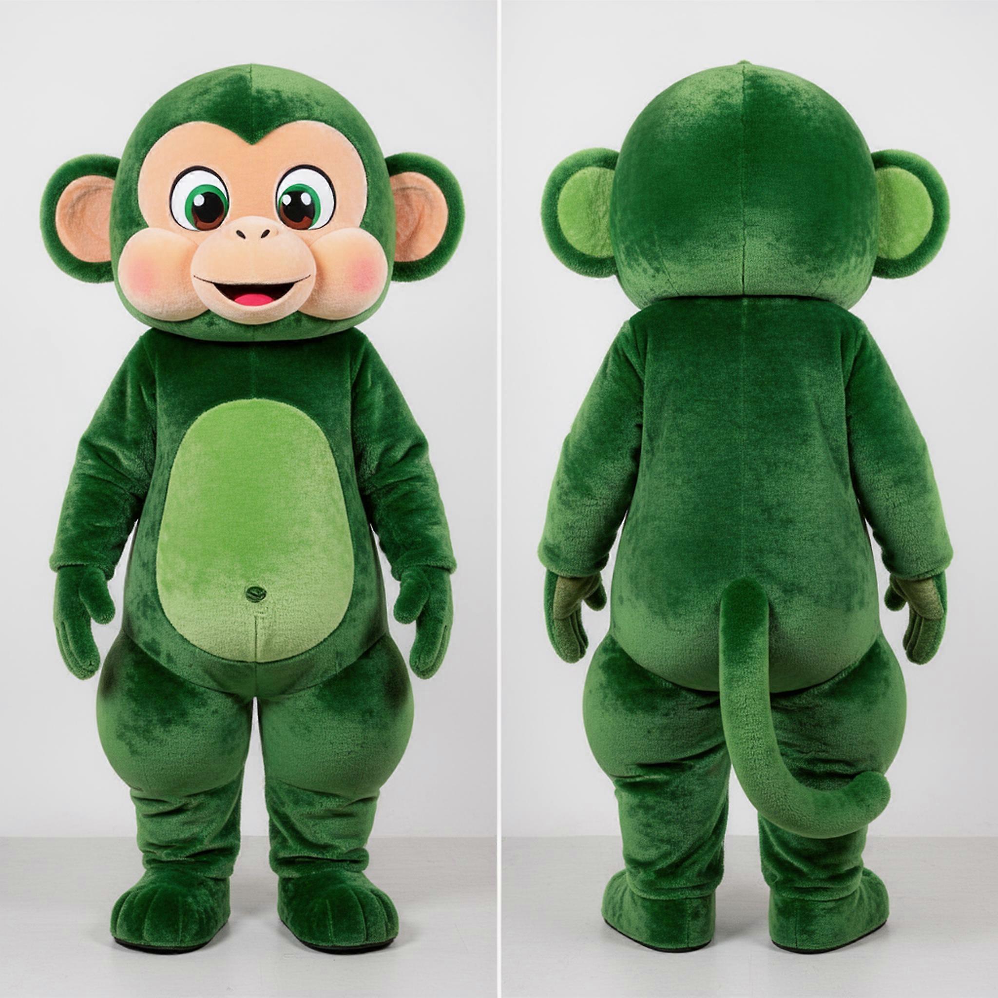 MASTICOT Forest Green Smiling Capuchin Monkey Mascot
