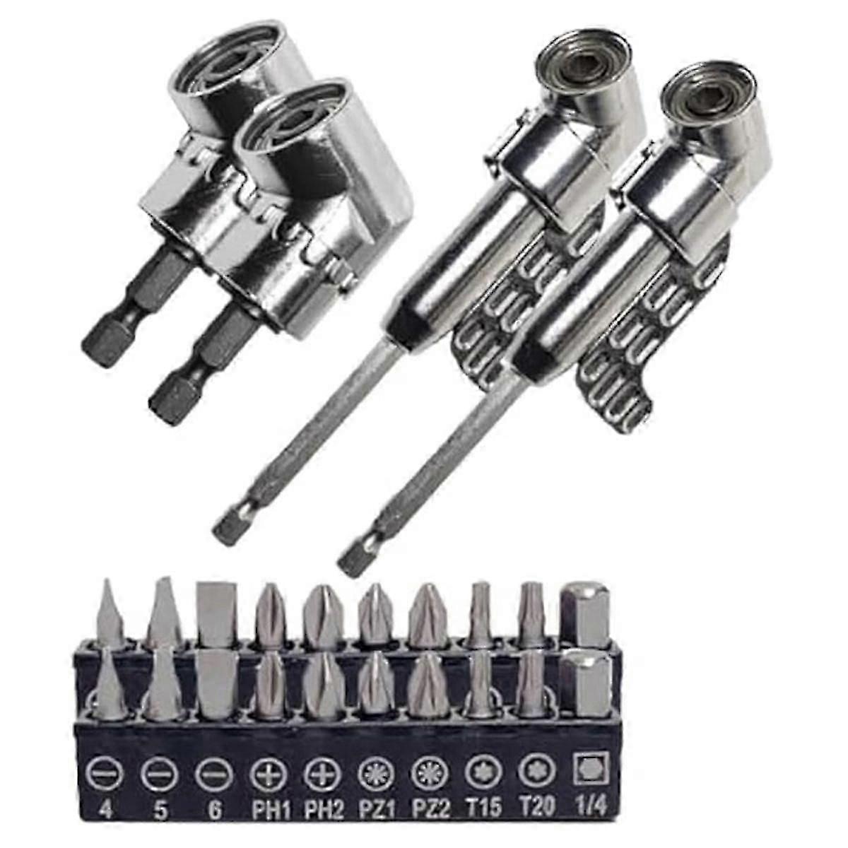 Corner Tool Screw Hub, Multi-function Bend Screwdriver Bit, 360 Rotatable 1/4in 3/8in 1/2in Socket Adapter Set