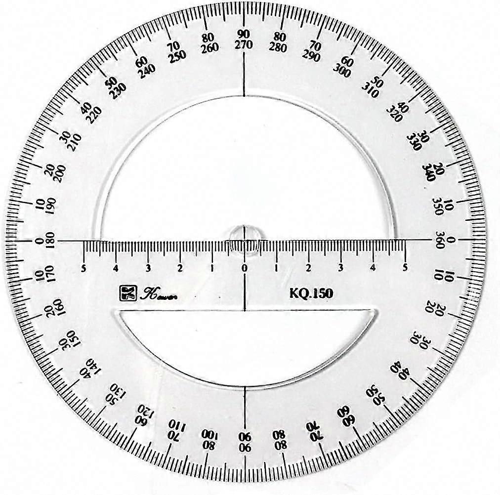 15cm 360 Degree Plastic Protractor - Full Circle Angle Measuring Tool for Math & Geometry