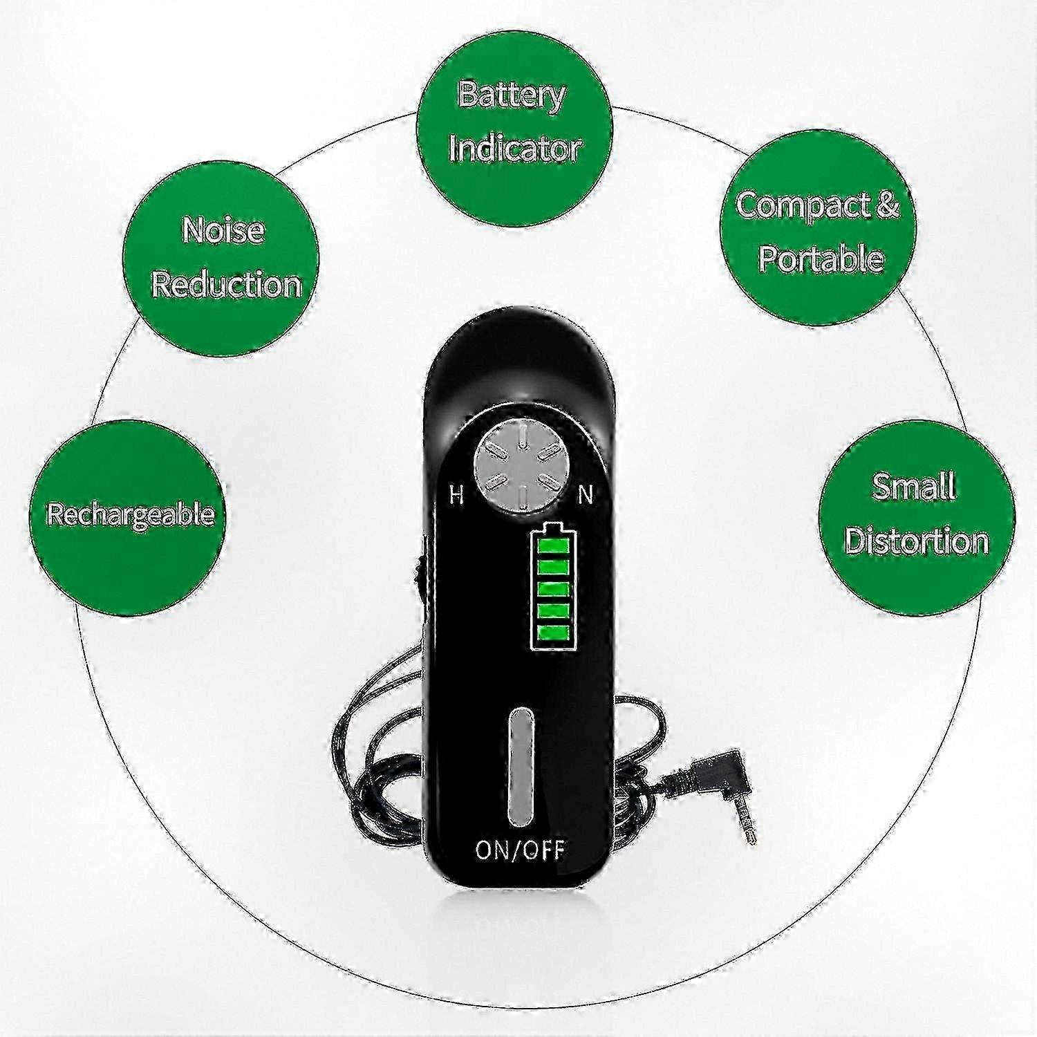 Digital Sound Amplifier compatible with Hearing Support - Rechargeable Device with Noise Reduction Technology
