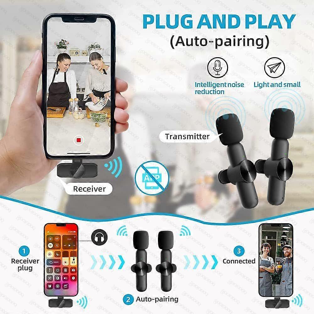 Wireless Microphone ForType-C, Wireless Lavalier Microphone With Noise Reduction Automatic