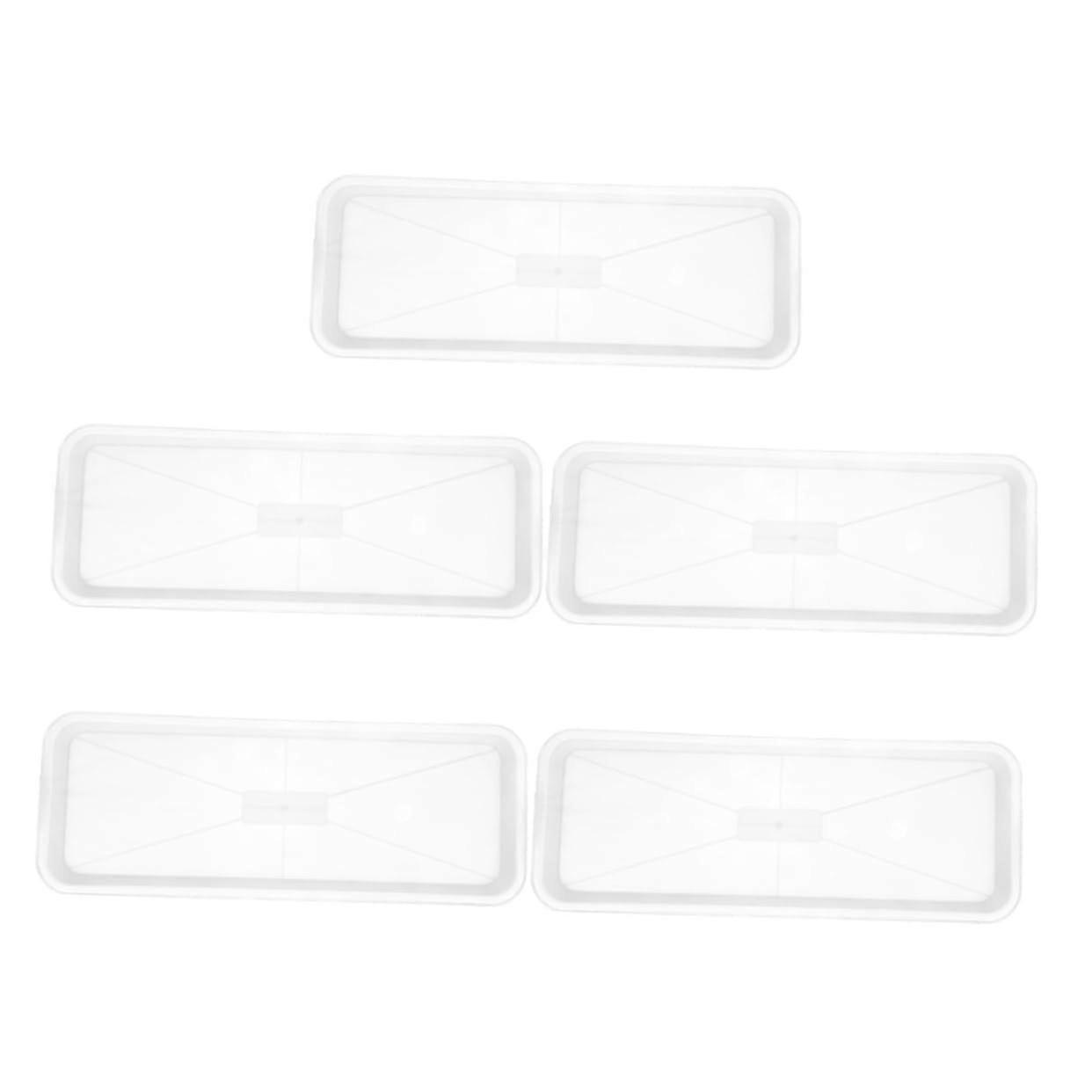 5pcs White Rectangular Plastic Plant Drip Trays Set with Durable PP Construction and Easy Clean Surface