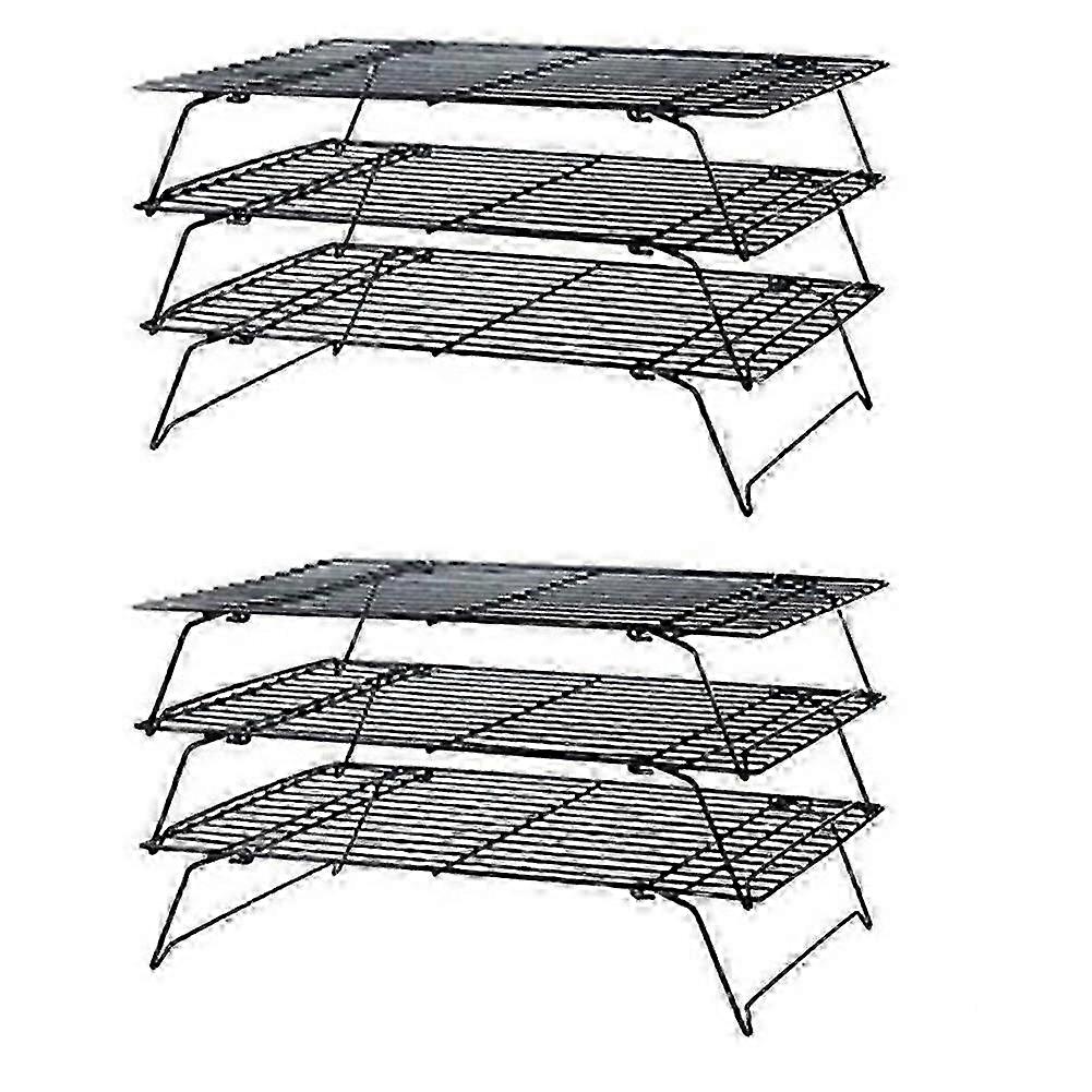 2X 3 Layers Stackable Cooling Rack Metal Cake Cookie Biscuits Bread Cooling Rack Net Mat Holder Dry Cooler compatible with Cooking