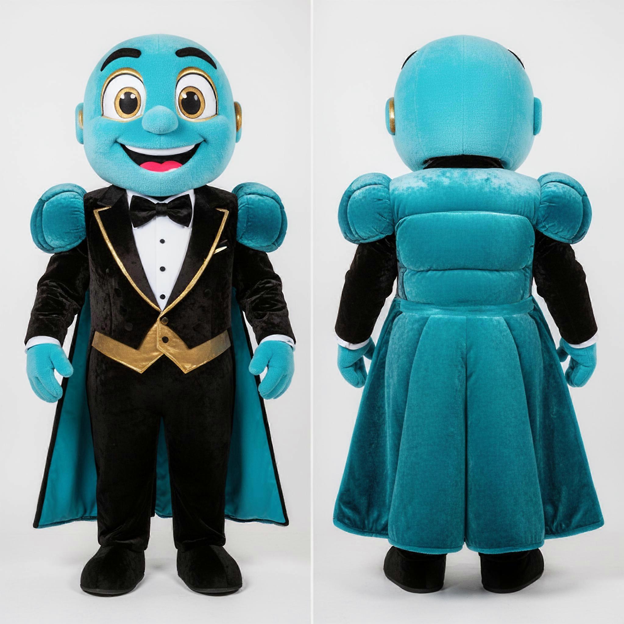 MASTICOT Cyan Broad Shouldered Human Cannon Ball Mascot