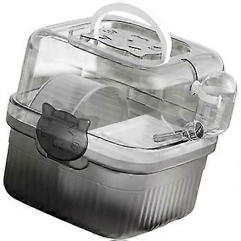 2 Layer Hamster Travel Cage with Handle Breathable ChinchillaCarrier Bag Large Capacity Water Bottle Pet Carrying Box A_bb