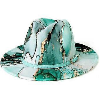 Tie-Dye Wide Brim Soft Felt Fedora Hat for Men and Women, Casual Vacation Sun Hat