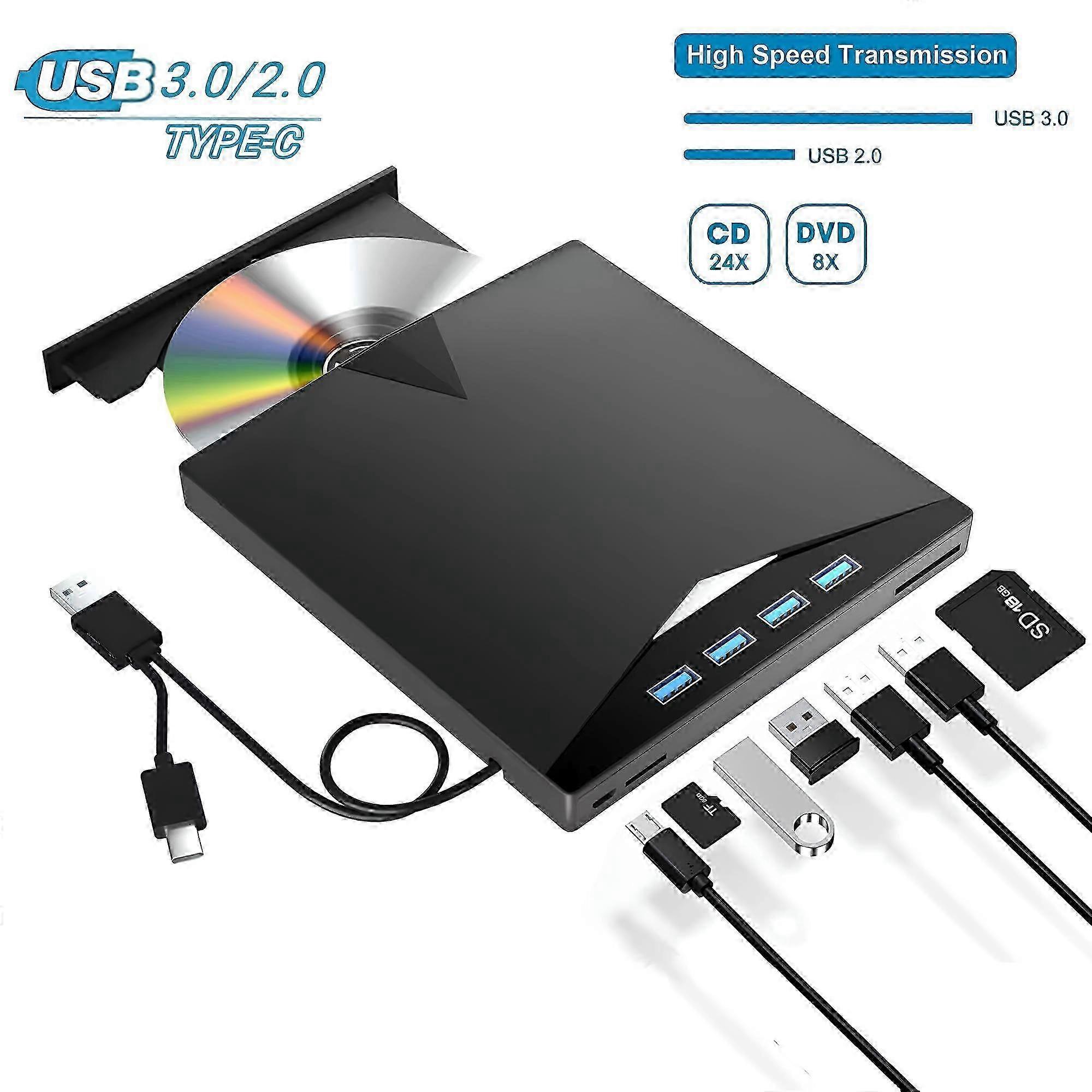 7-in-1 Type-C CD DVD Drive Portable