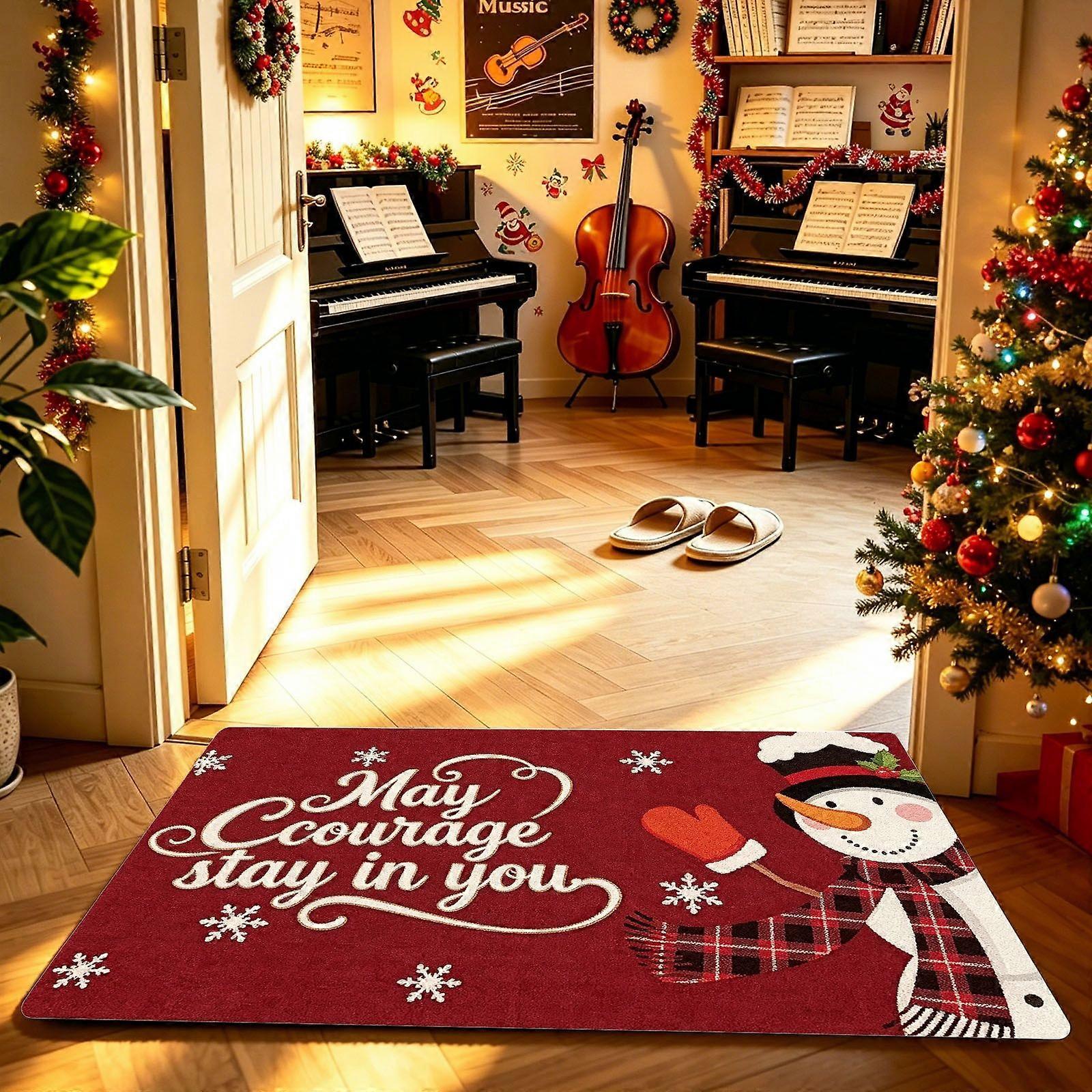 snowman border Print Floor Mat