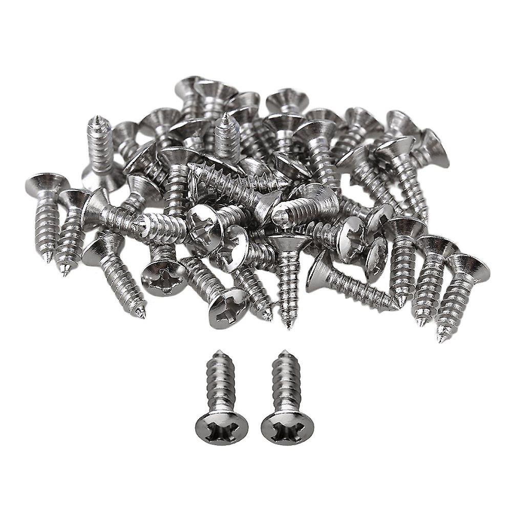 50x Guitar Screws Parts for Scratchplates Pickguard, Silver