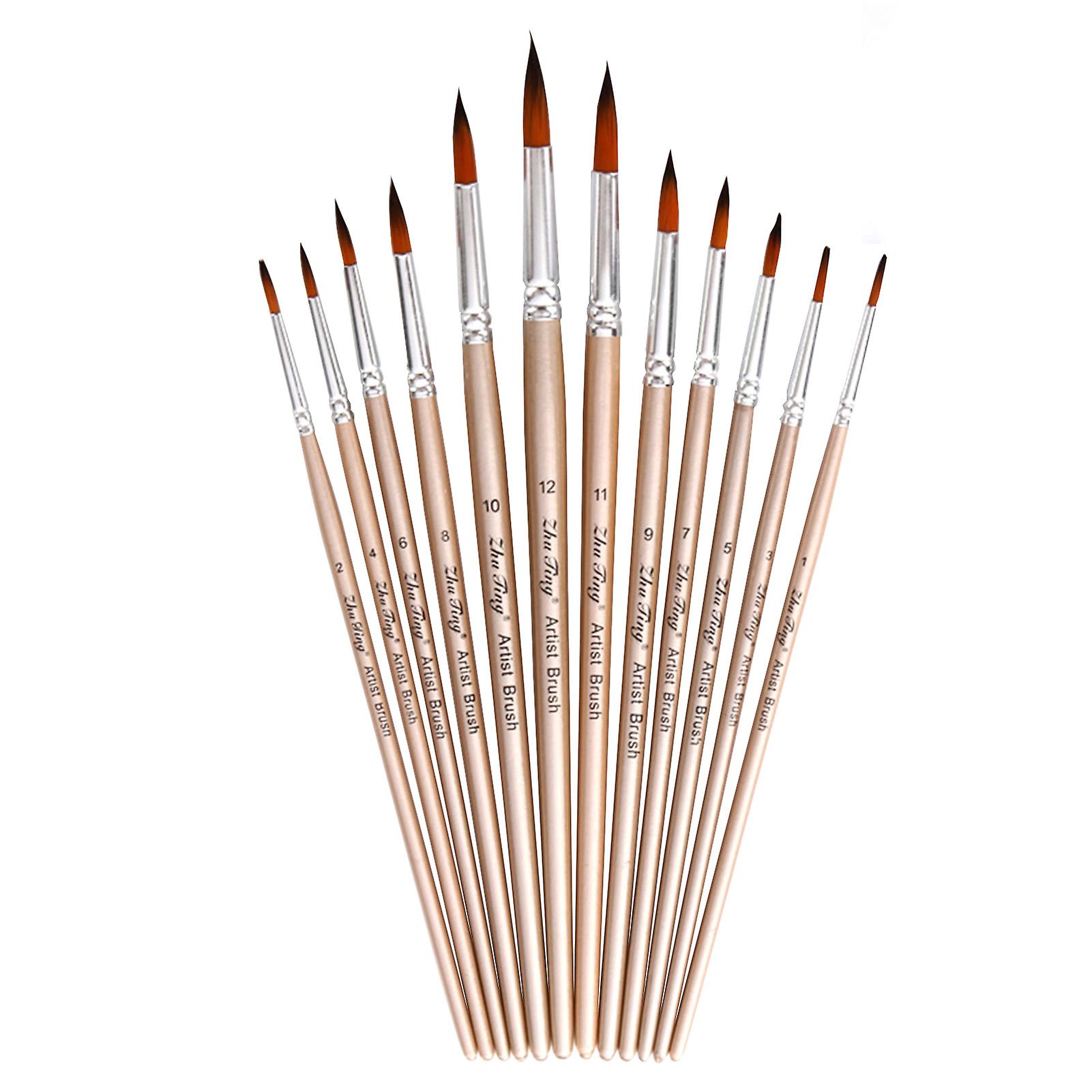 12pcs Paint Brushes Set Kit Flat Shader Tip Brushes