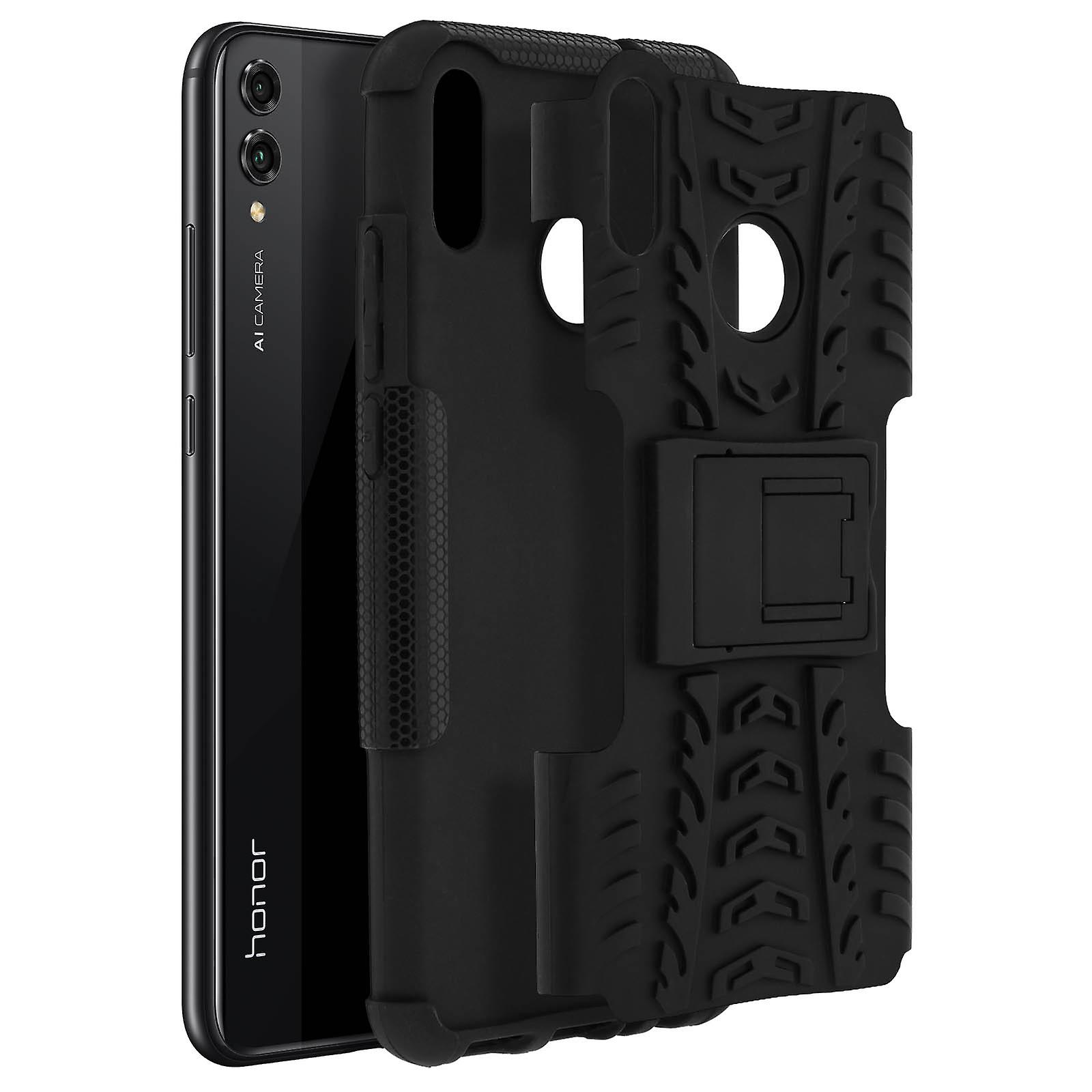 Coque Honor 8X Antichocs Silicone + Polycarbonate Support intégré Noir