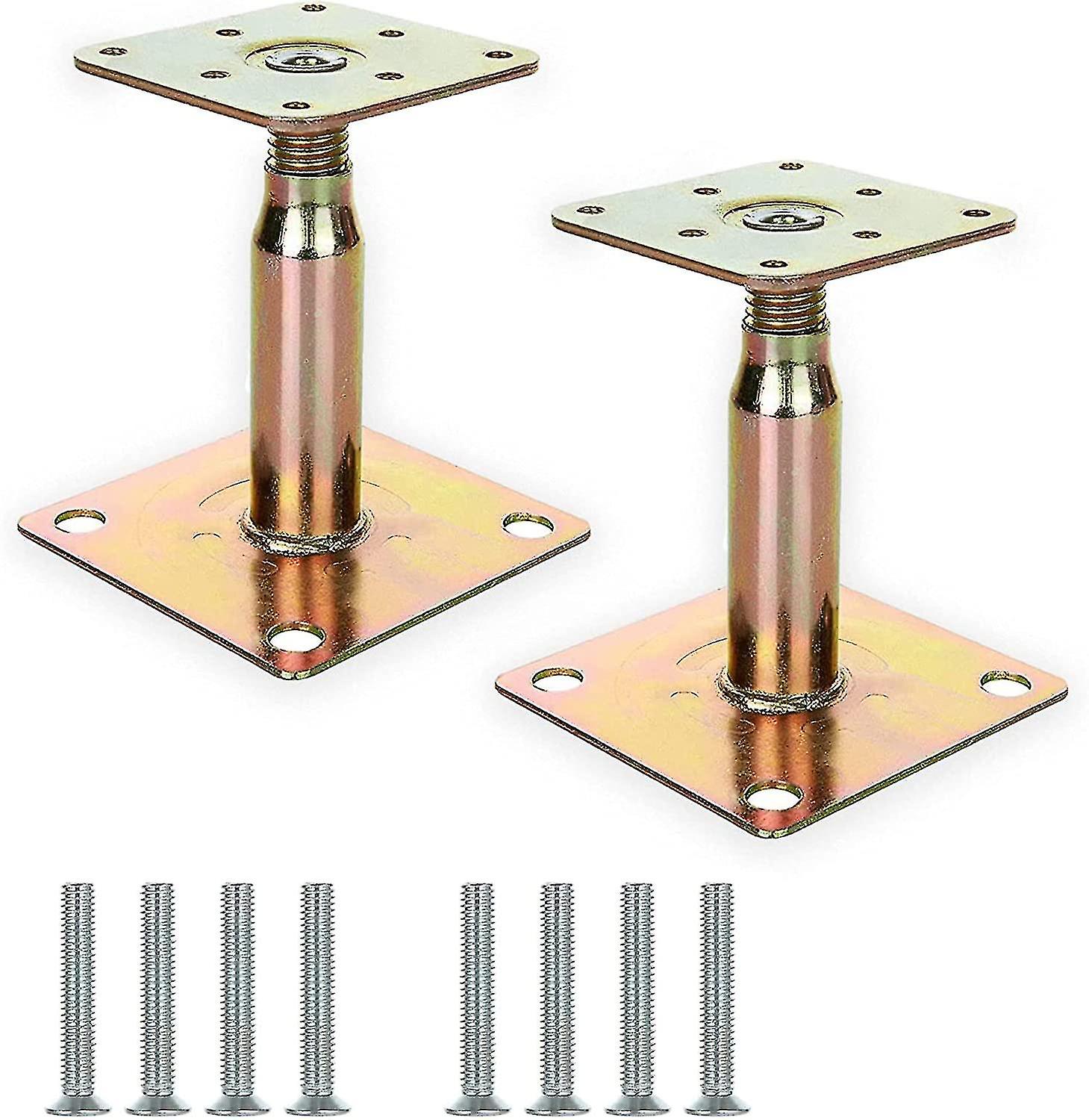 2pcs 100-150mm Galvanised Adjustable Elevated Post Base Support, Heavy Duty Roof Support For Building - Gold New