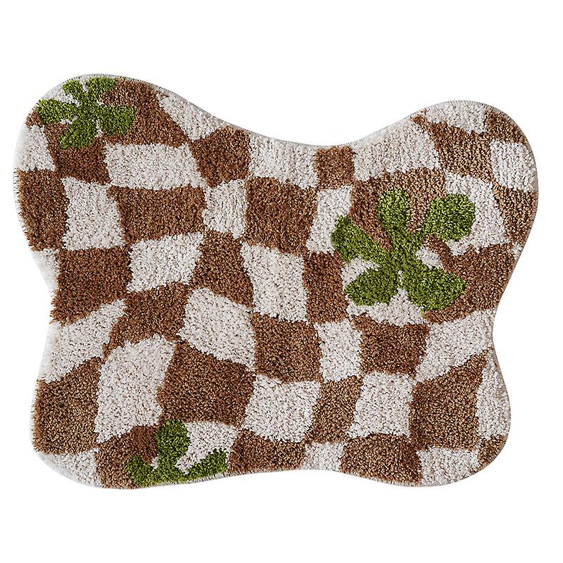 Irregular Check Carpet, Non-slip Tufted Carpet, Bathroom Floor Mat (black)