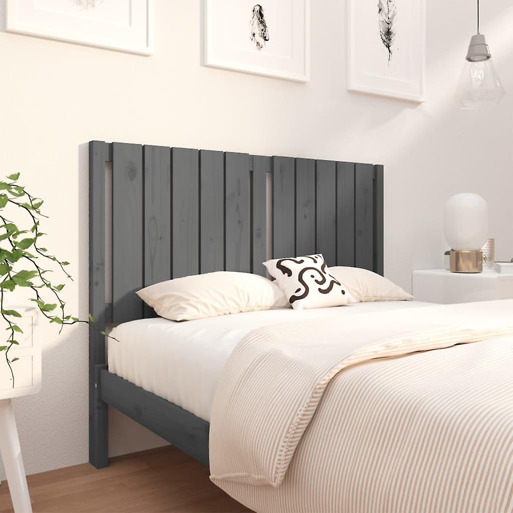 Headboard Grey 125.5x4x100 cm Solid Pine Wood