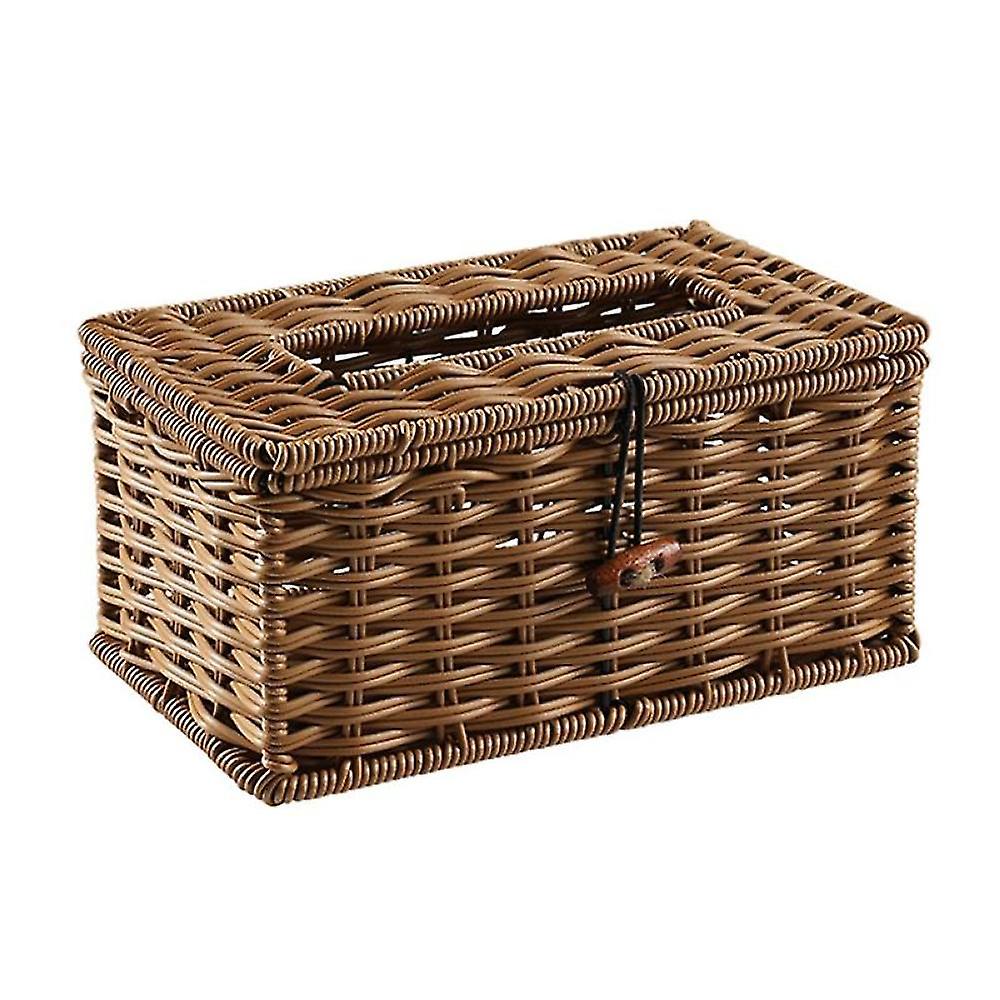 Imitated Rattan Draw Box Tissue Box Elegant Home Decoration Handmade Desktop Tissue Box Napkin Stor