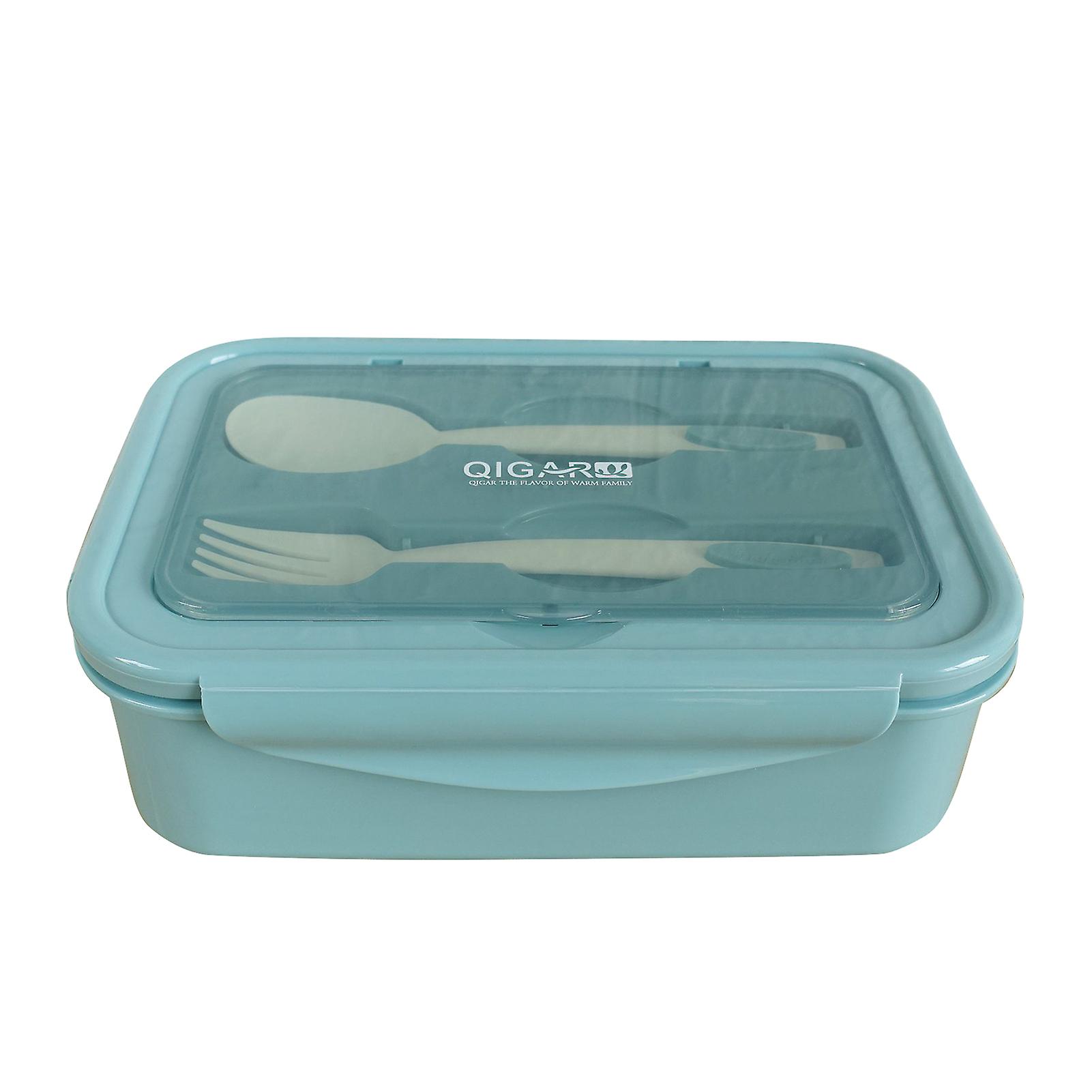 1400ml Plastic Lunch Box With Fork And Spoon Leakproof Reusable Crisper