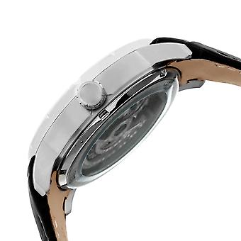 Heritor Automatik Ryder Skelett Lederarmbanduhr Schwarz/Silber