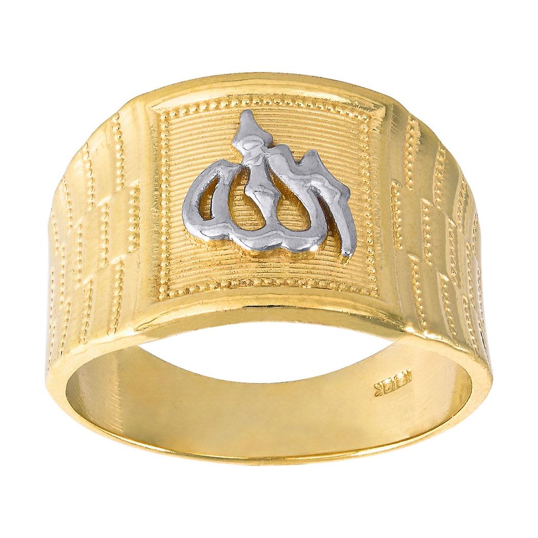 10k Two tone Gold Mens Allah Religious Ring Size 7 14x6.80mm Wide-Ring for Men - 4.9 Grams