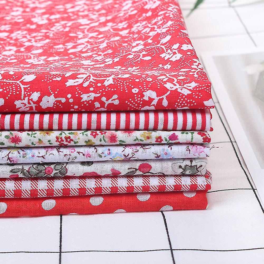Rankomu Multiple Patterns Cotton Batiks Sewing Craft Cloth Cotton Fabric for DIY Wallet Cushion Cover,Red,7Pcs/Set (L)