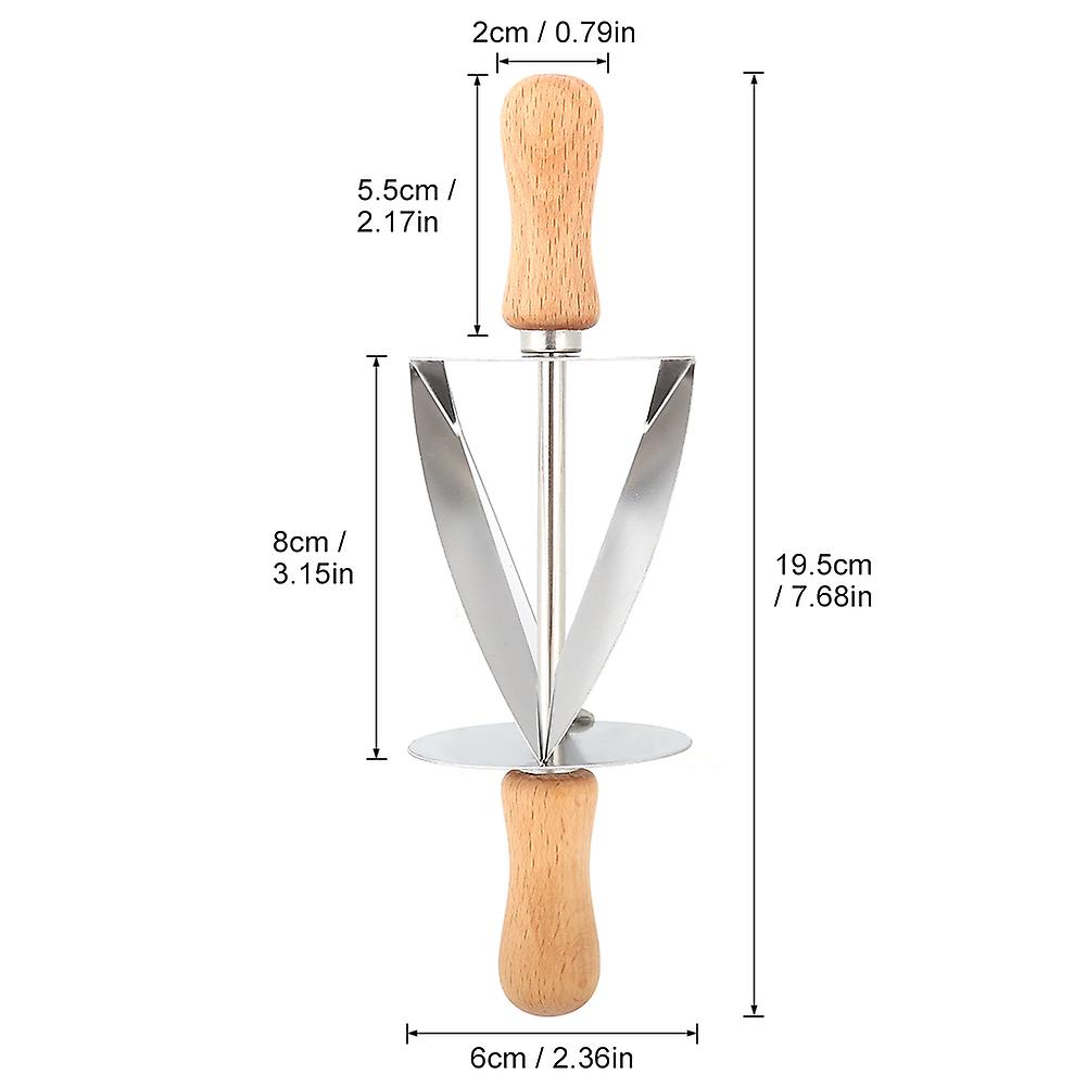 Stainless Steel Croissant Wooden Handle Rolling Cutter Bread Dough Pastry Making Tool for Kitchen
