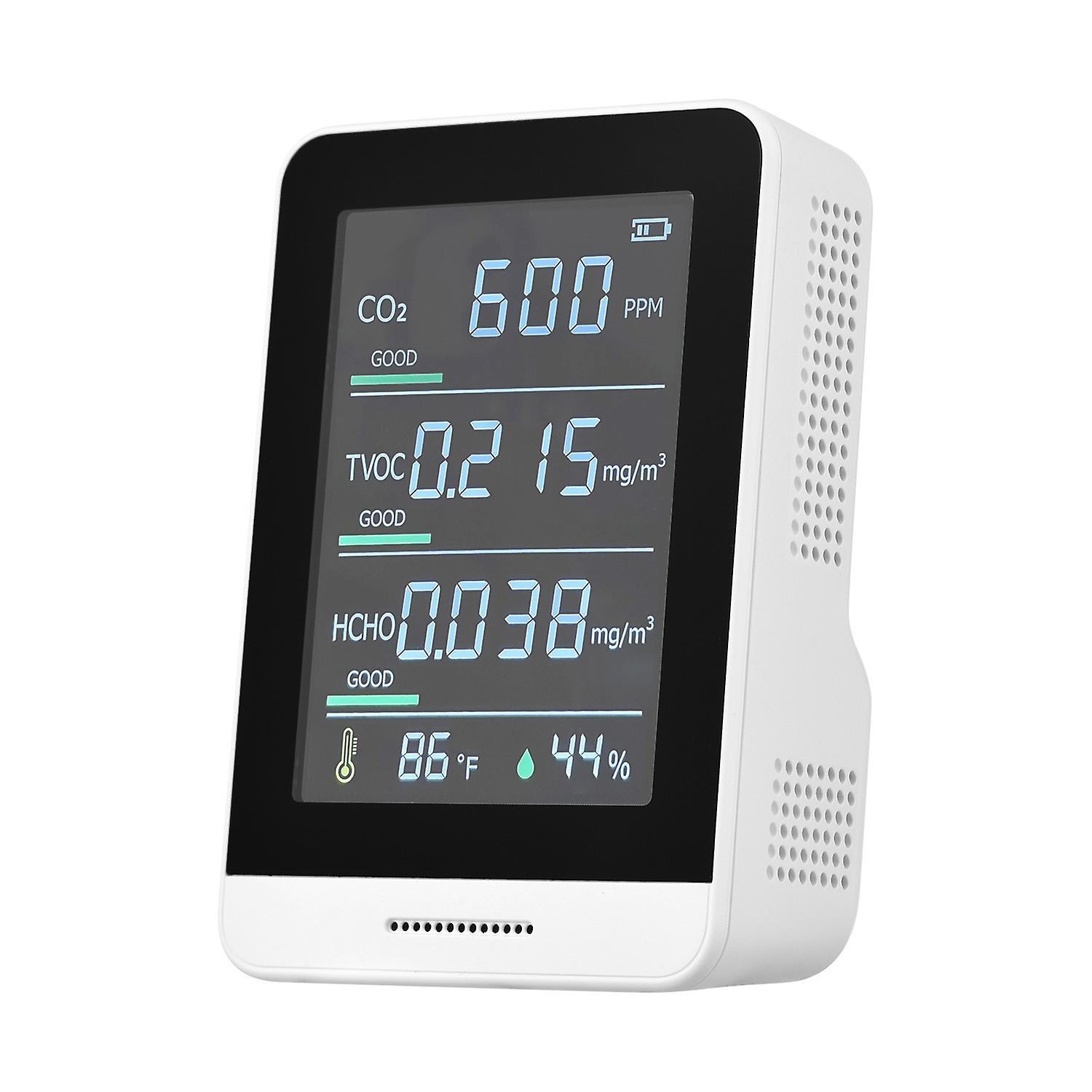 Air Quality Monitor CO2 Detector 5 in 1 IR Accurate Tester for CO2 TVOC HCHO Temperature Relative Hu