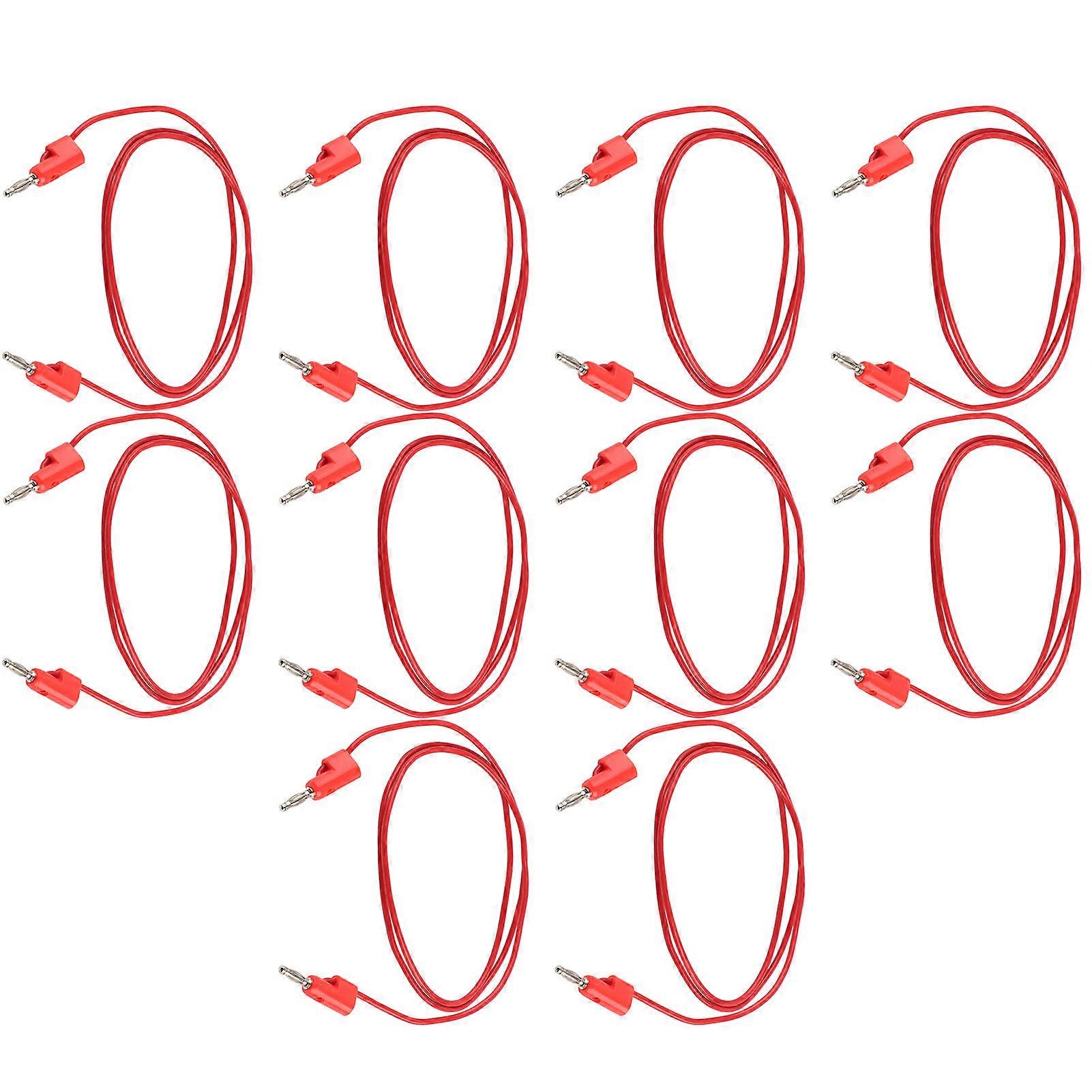 10 Set Banana Plug Test Leads Male to Male Brass Core Lead Electrical Testing J.70006 4MM Red
