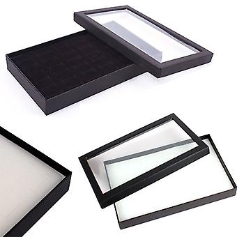 36-Slot Ring Display Box With Clear Window - Jewelry Organizer & Showcase (Black)
