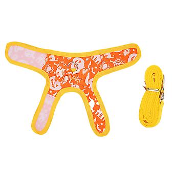 Rabbit Clothes Harness Leash Polyester Pumpkin Pattern Halloween Rabbit Vest with Hook and Loop for Small Pets M