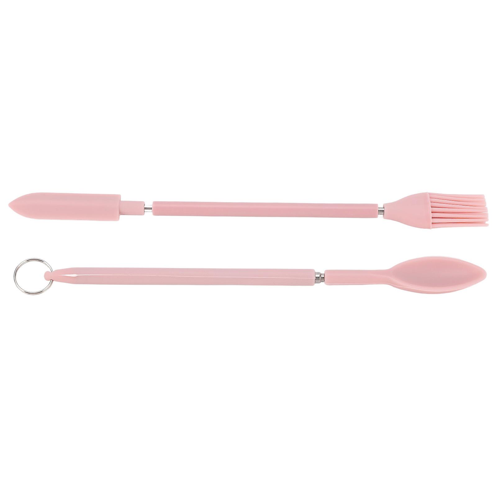 Telescopic Silicone Spatula Pink Retractable Mini Jar Scraper Set for Cosmetics Reusable Makeup Spoon Tool