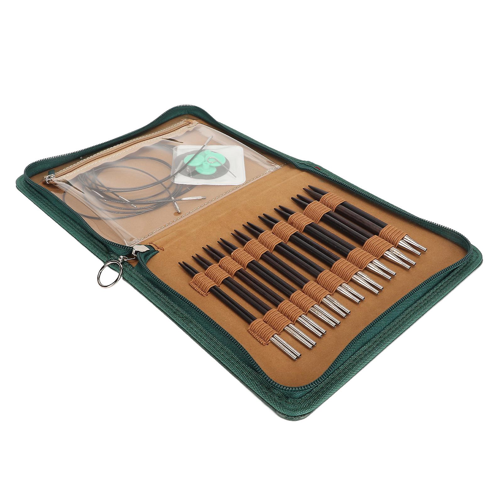 Interchangeable Circular Knitting Needles Set with 10 Different Size Crochet Needles 1 Storage Case for Knitting 