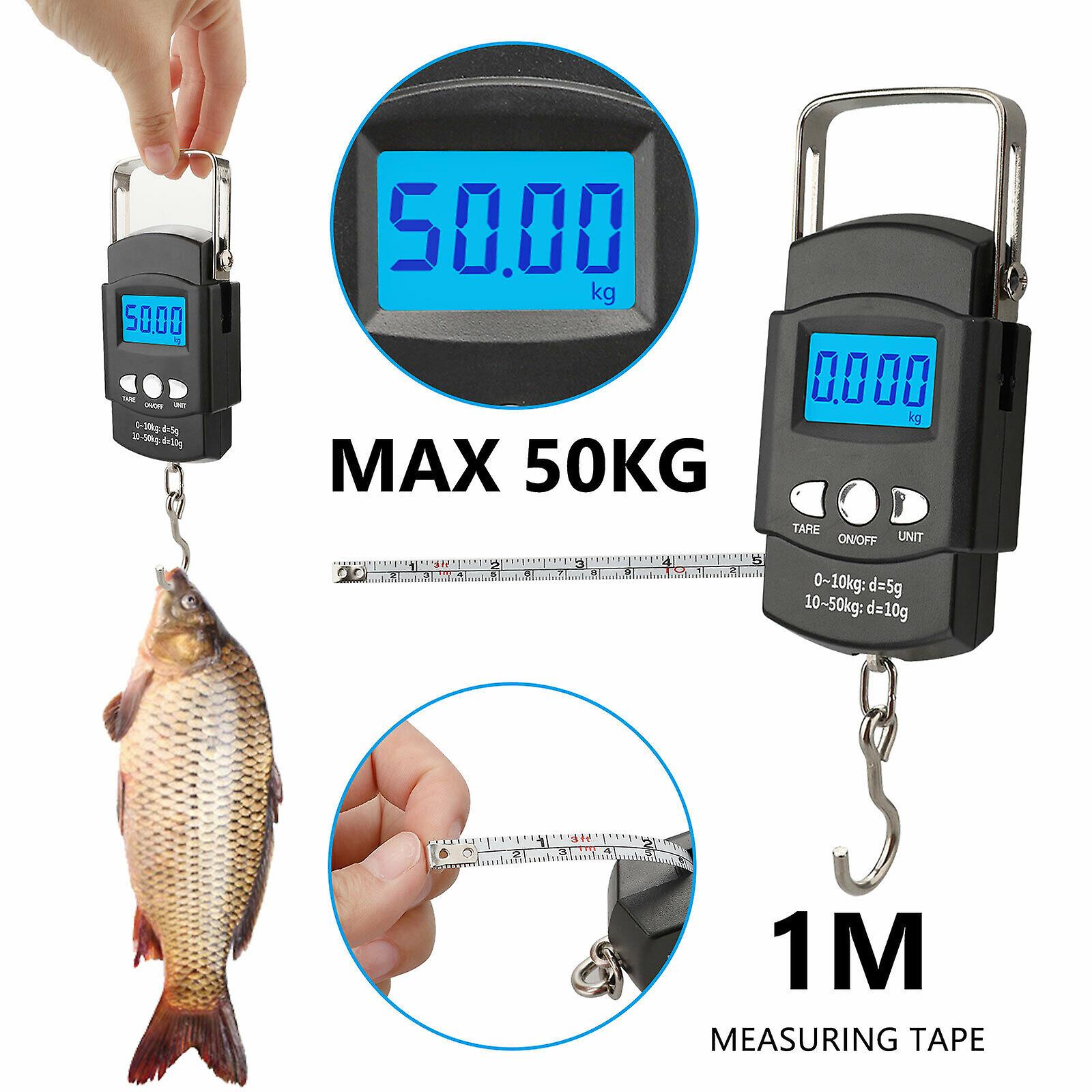 Fish Scale Portable Scale LCD Digital Weight 110lb/50kg with measuring tape