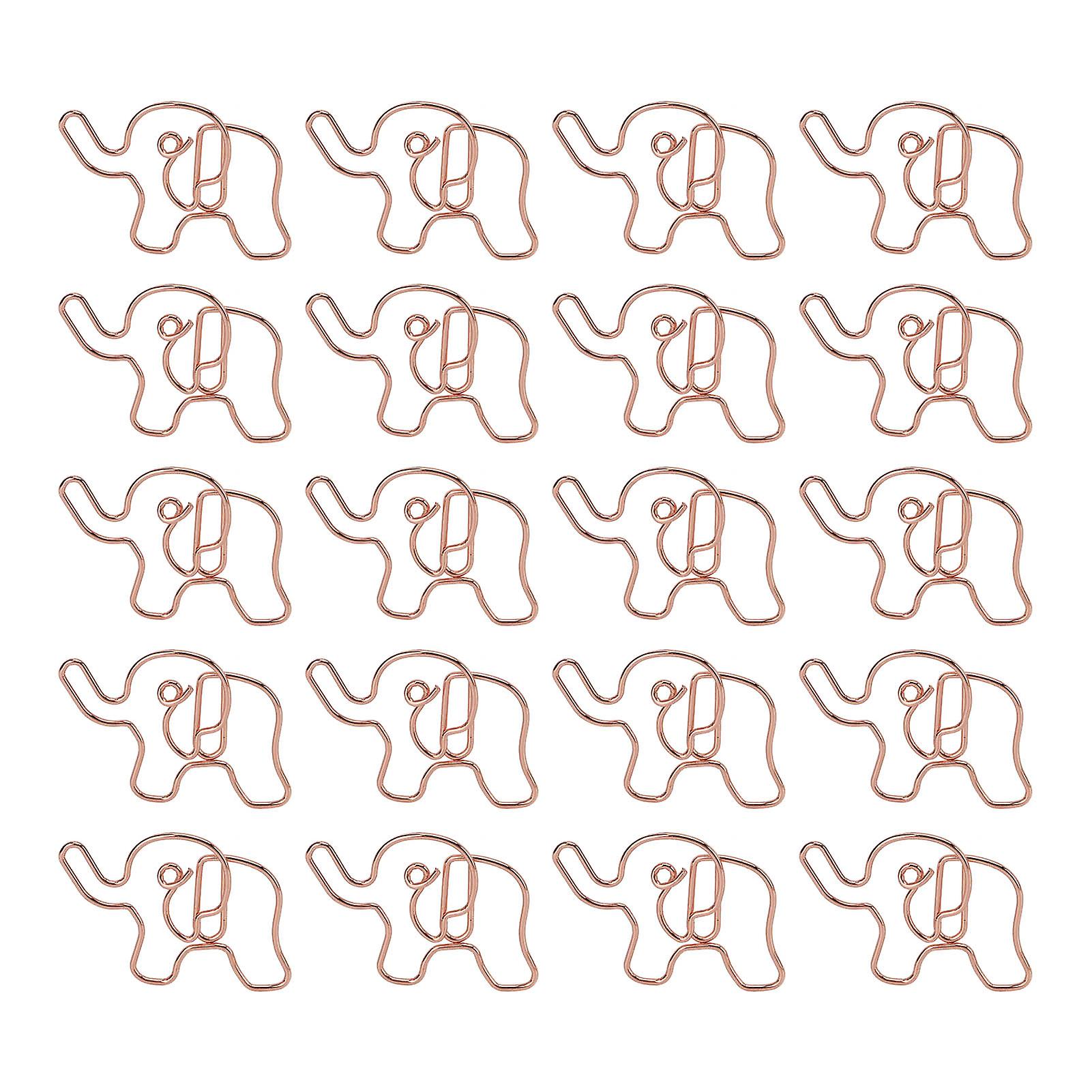 Lot de 20 trombones en forme d'éléphant, plaqués or rose, pour classer les documents