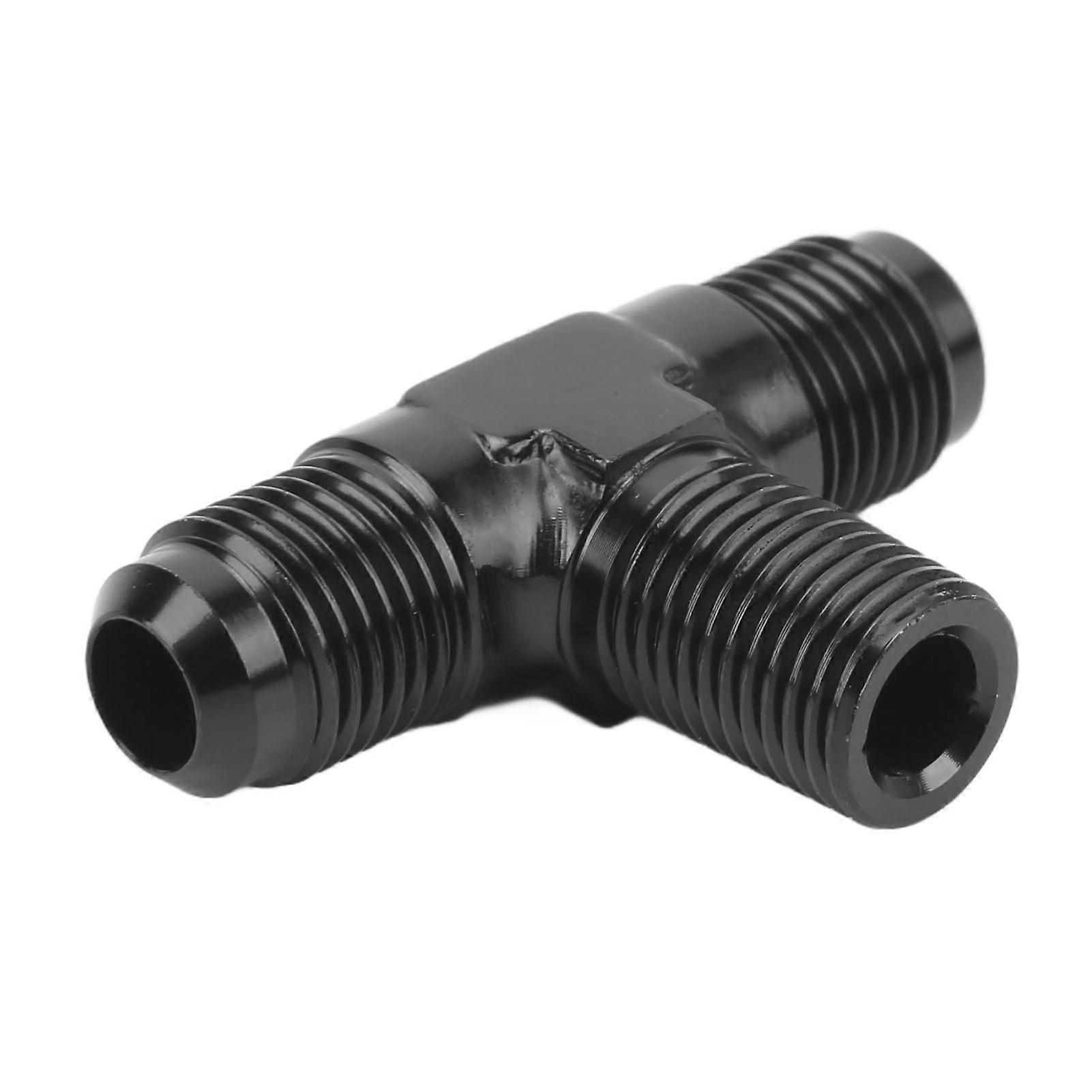 Tee Adapter 3 Way T Shaped Connector Fitting Aluminium Alloy Black Anodized Finish 6AN to 1/4 NPT