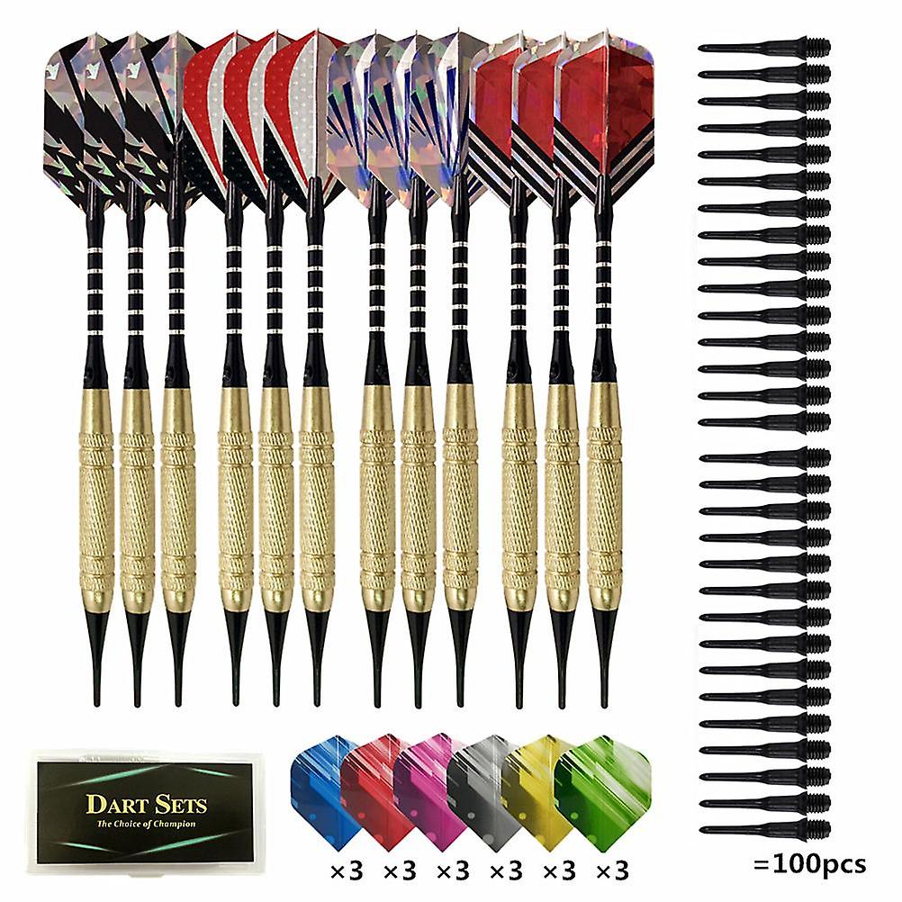 Professional Darts Game with 12 Dart Barrels 30 Dart and 100 Soft Dart Heads Gift for Dart Lovers