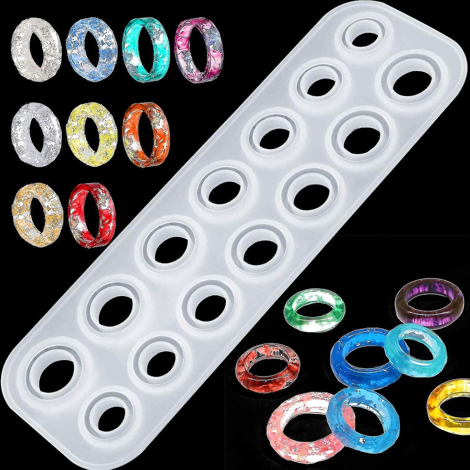 Piao Premium Resin Ring Mold Silicone Molds For Epoxy Resin Resin Molds 14 Different Sizes For Making Rings Earrings Pendants Crafts$resin No123