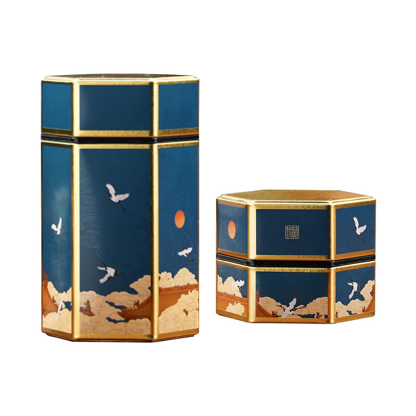 2 Çay Teneke Kutu Saklama Kavanozları Seti Taşınabilir Çin Stilleri Mühürlü Bidonlar Mutfak Bidonları Tezgah Üstü Kiler için Çay Tenekeleri