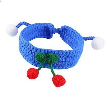 Veeki kat kraag schattige Hand gebreide kraag met Cherry Pet verstelbare Bandana kostuum Puppy accessoires sjaal voor katten kleine honden L