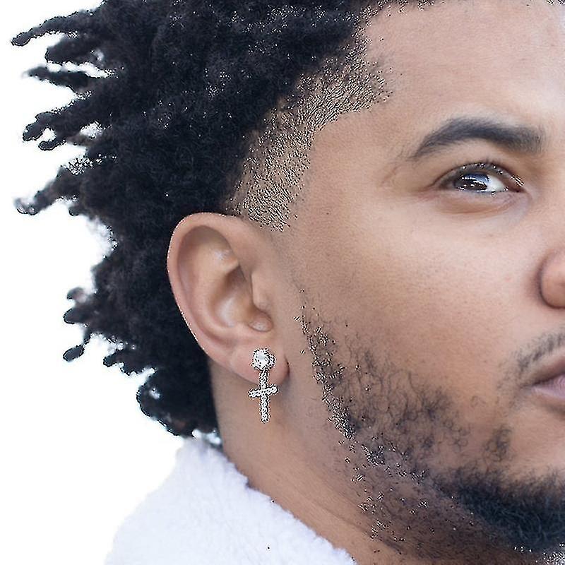 Punk Gold Cross Earrings For Men