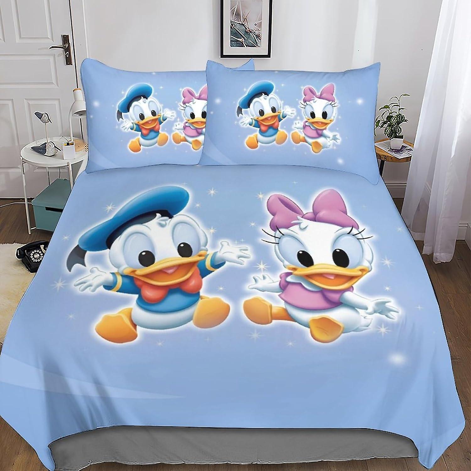 Entemah دونالد بطة 3D طباعة لحاف غطاء مجموعة مجموعات الفراش مع إغلاق سستة مخفية، ستوكات البوليستر لطيف أنيمي المعزي لحاف غطاء للمراهقين ب
