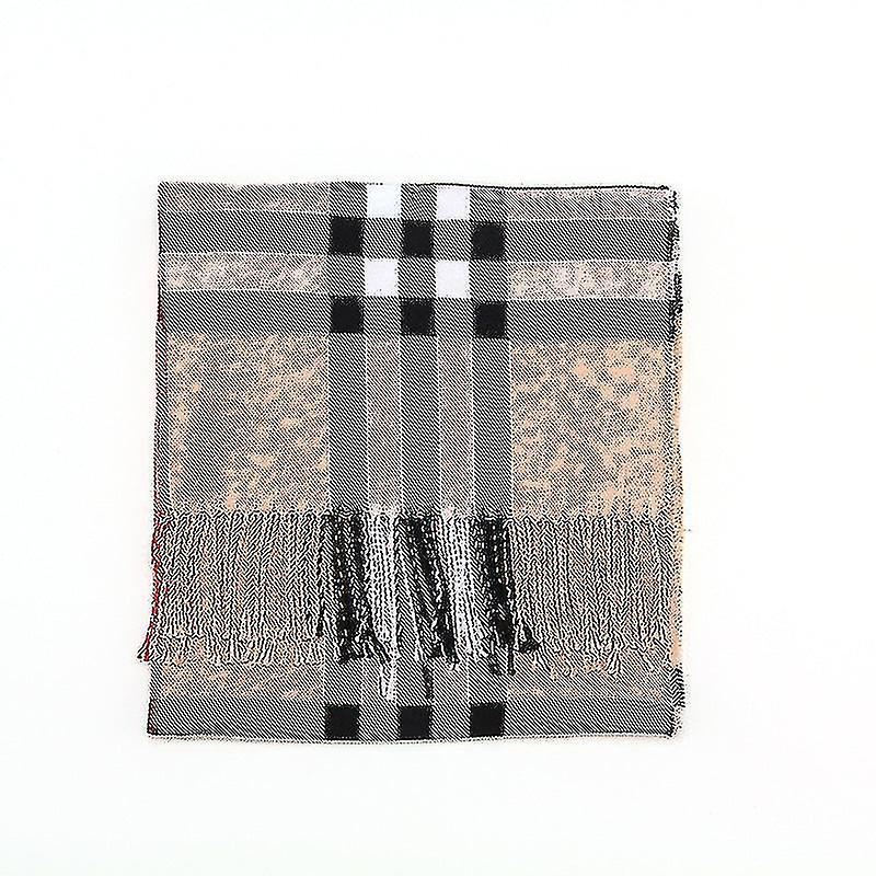 タータンチェック模造カシミヤスカーフ女性&男性用、ラクダ