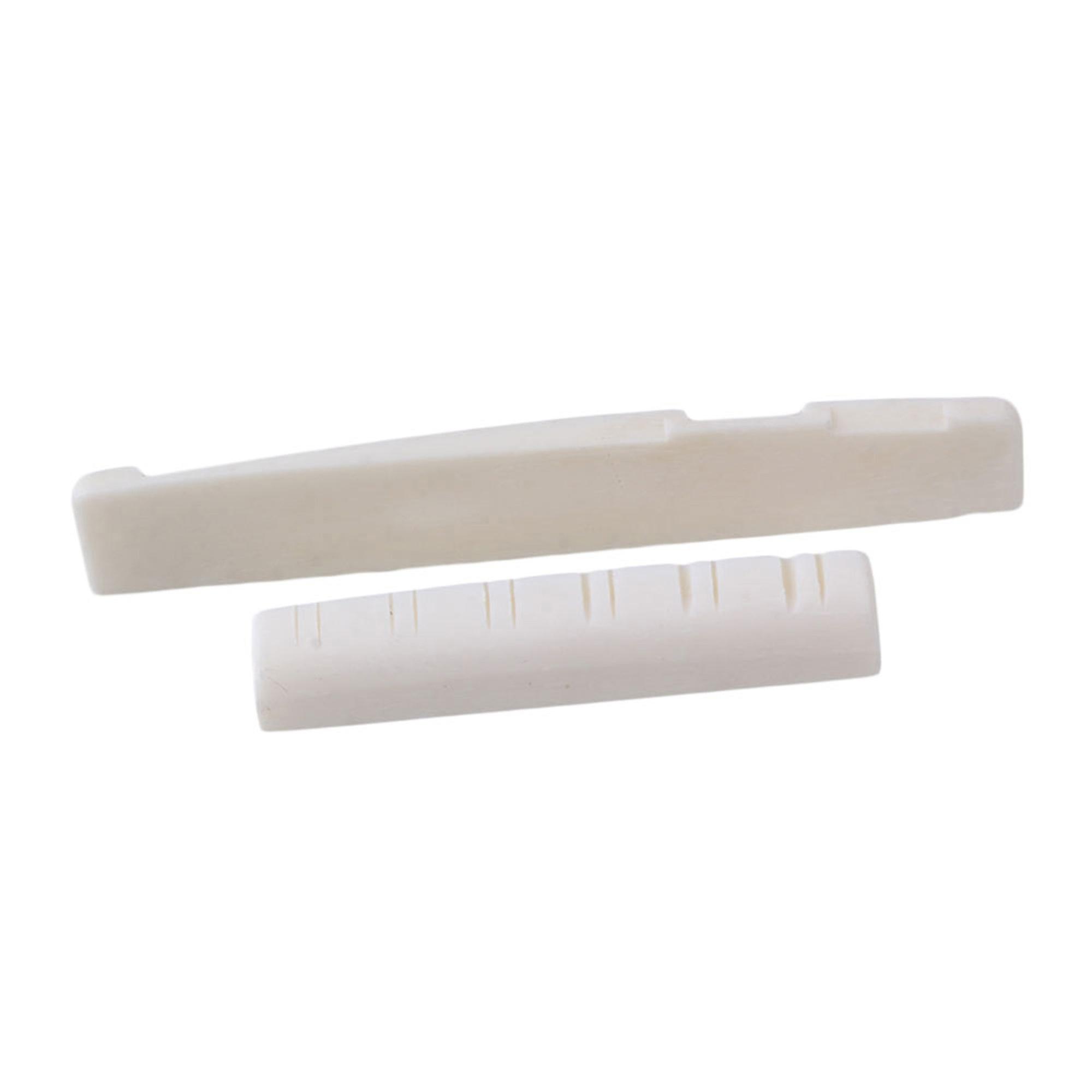 10 Set of Beige Guitar Oxen Bone Nut and Slot Saddle for 12-String Folk Guitar