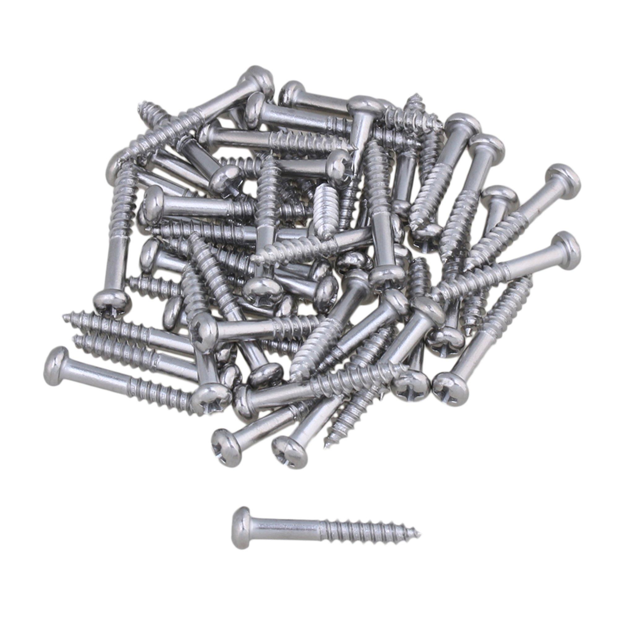 2.6mm Thread Dia Chrome Guitar Pickup Mounting Screws 28.5mm Length Set