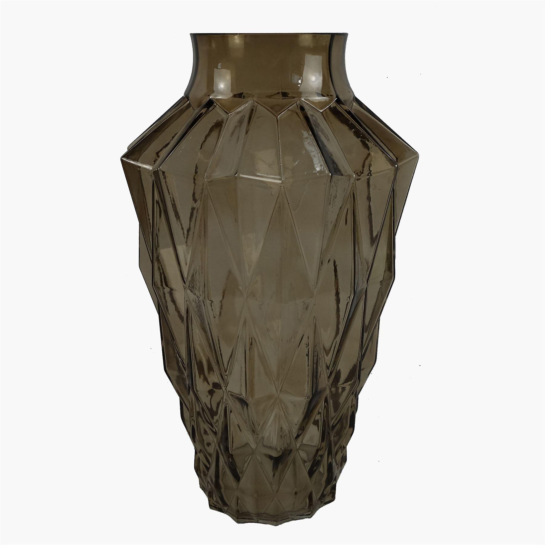 30cm Brown Geometric Glass Vase